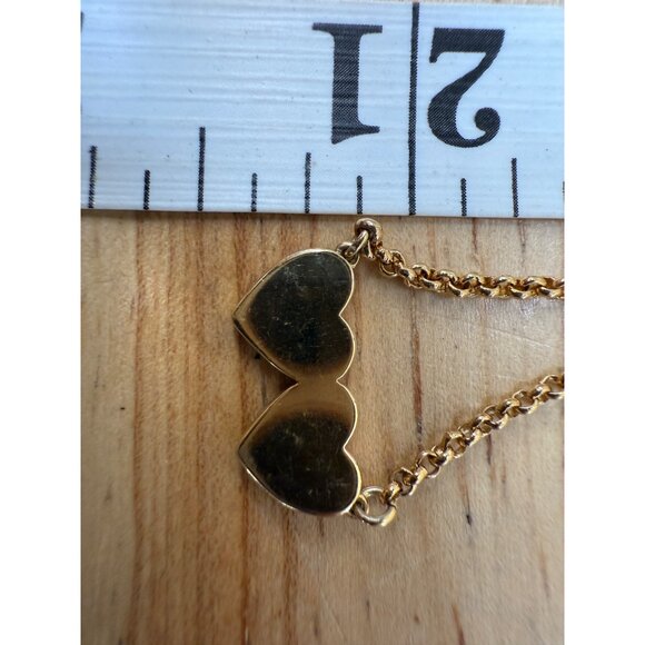 Kate Spade Gold Chain Necklace With Red Crystal Double Heart Pendant - Picture 9 of 10